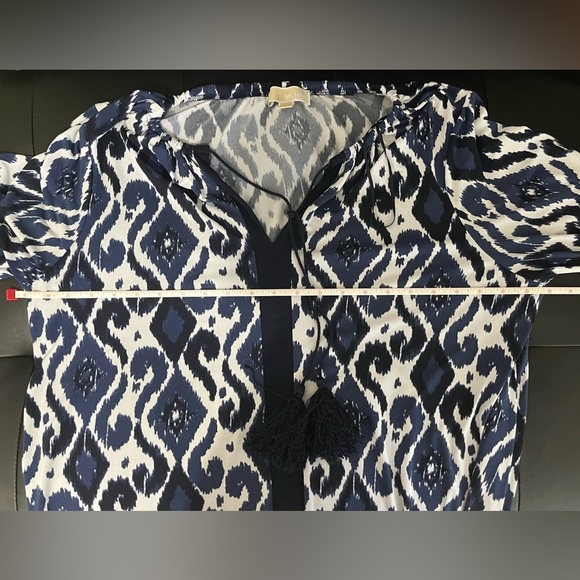 Michael Kors Patterned Navy and White Paisley Women's Dress with Tassels - Picture 5 of 11